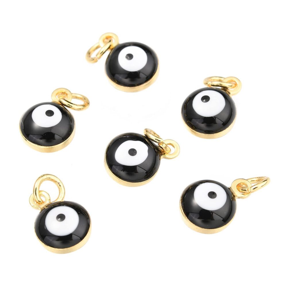 6533 Evil Eye Charms Alloy Enamel Real 18K Gold Plated Charms Lucky Turkish